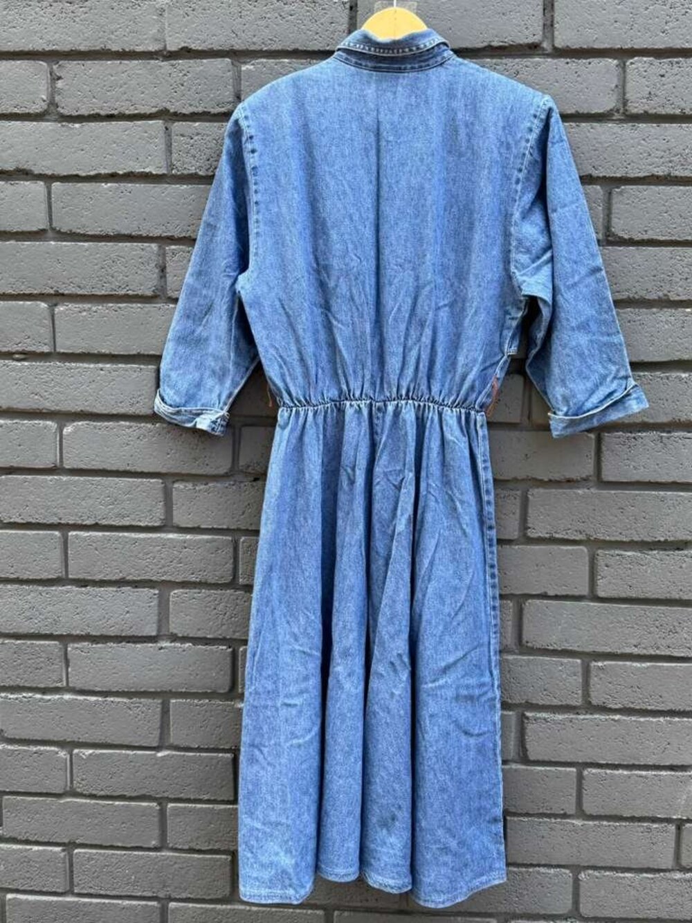 VTG 80s USA Made Nina Piccalino Denim Dress A line Studded Padded Shoulder Rodeo - Picture 2 of 16